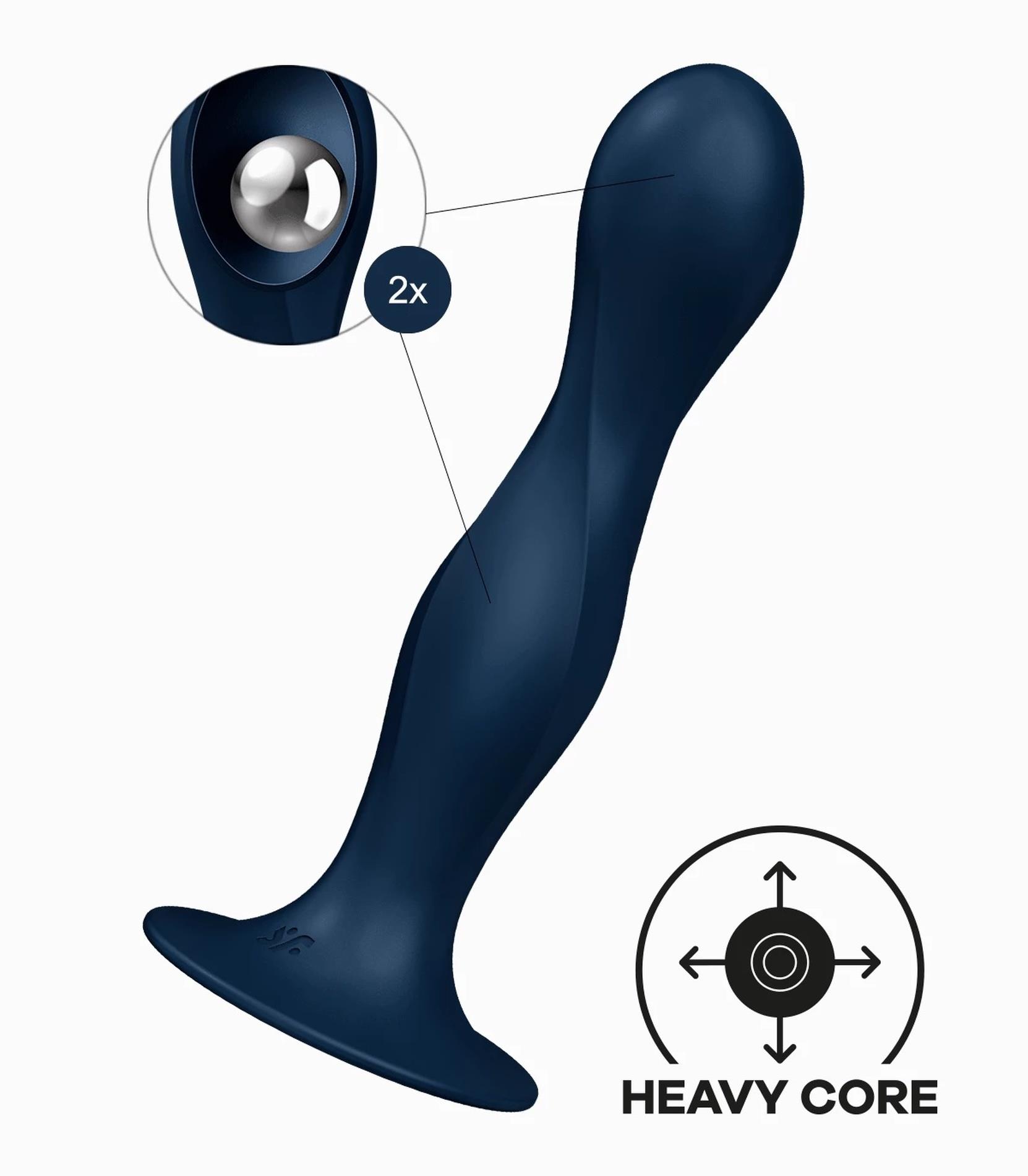 Dildo analne silikonowe Satisfyer Double BallR granatowe - obrazek 2