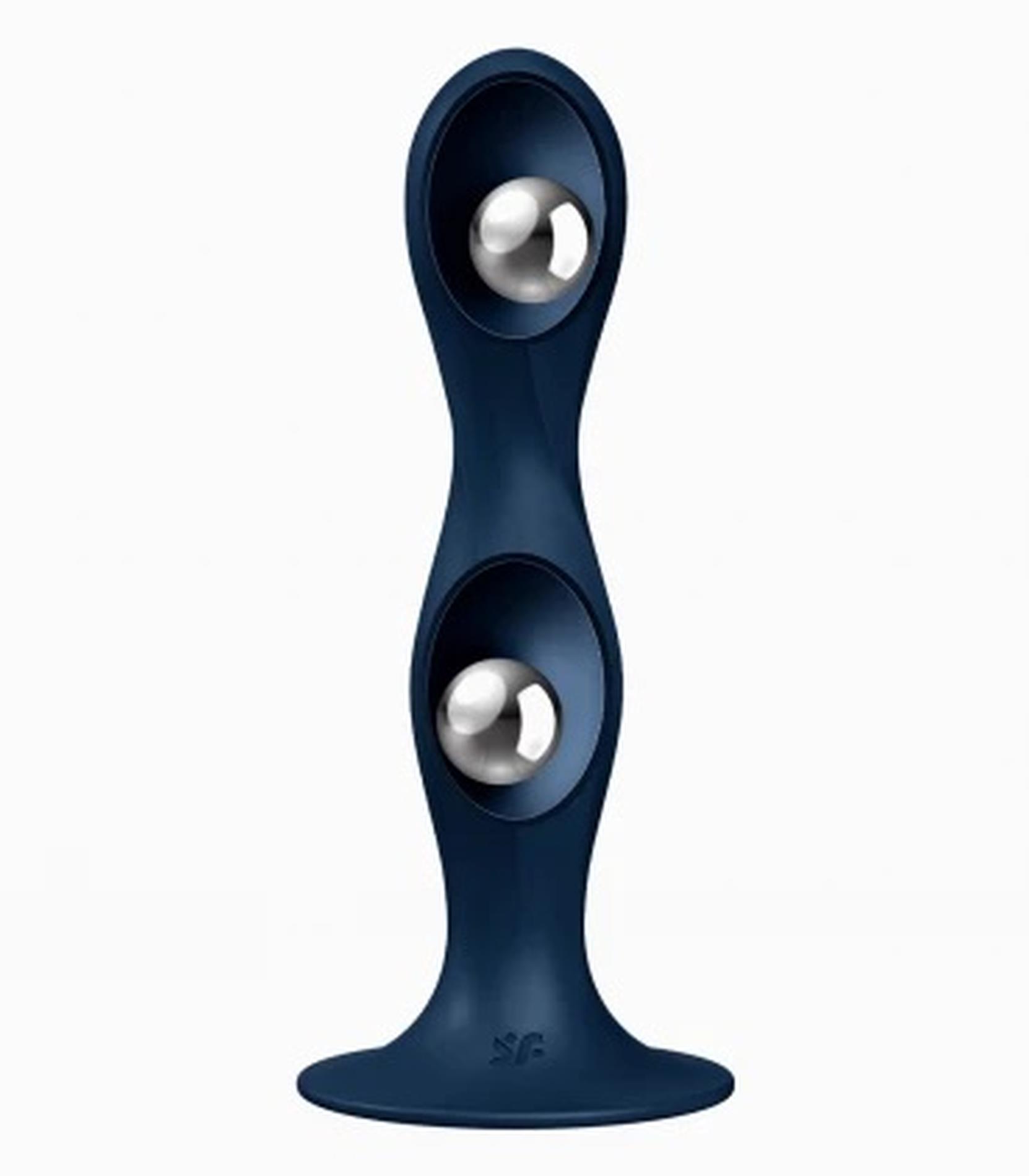 Dildo analne silikonowe Satisfyer Double BallR granatowe - obrazek 3