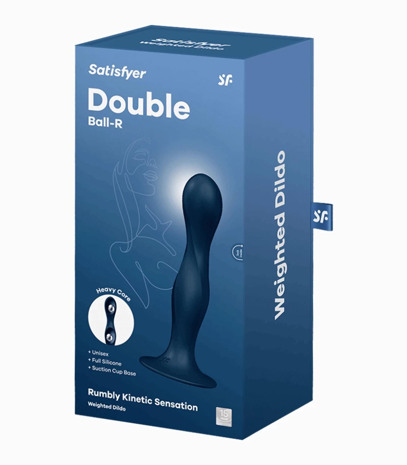 Dildo analne silikonowe Satisfyer Double BallR granatowe - obrazek 4