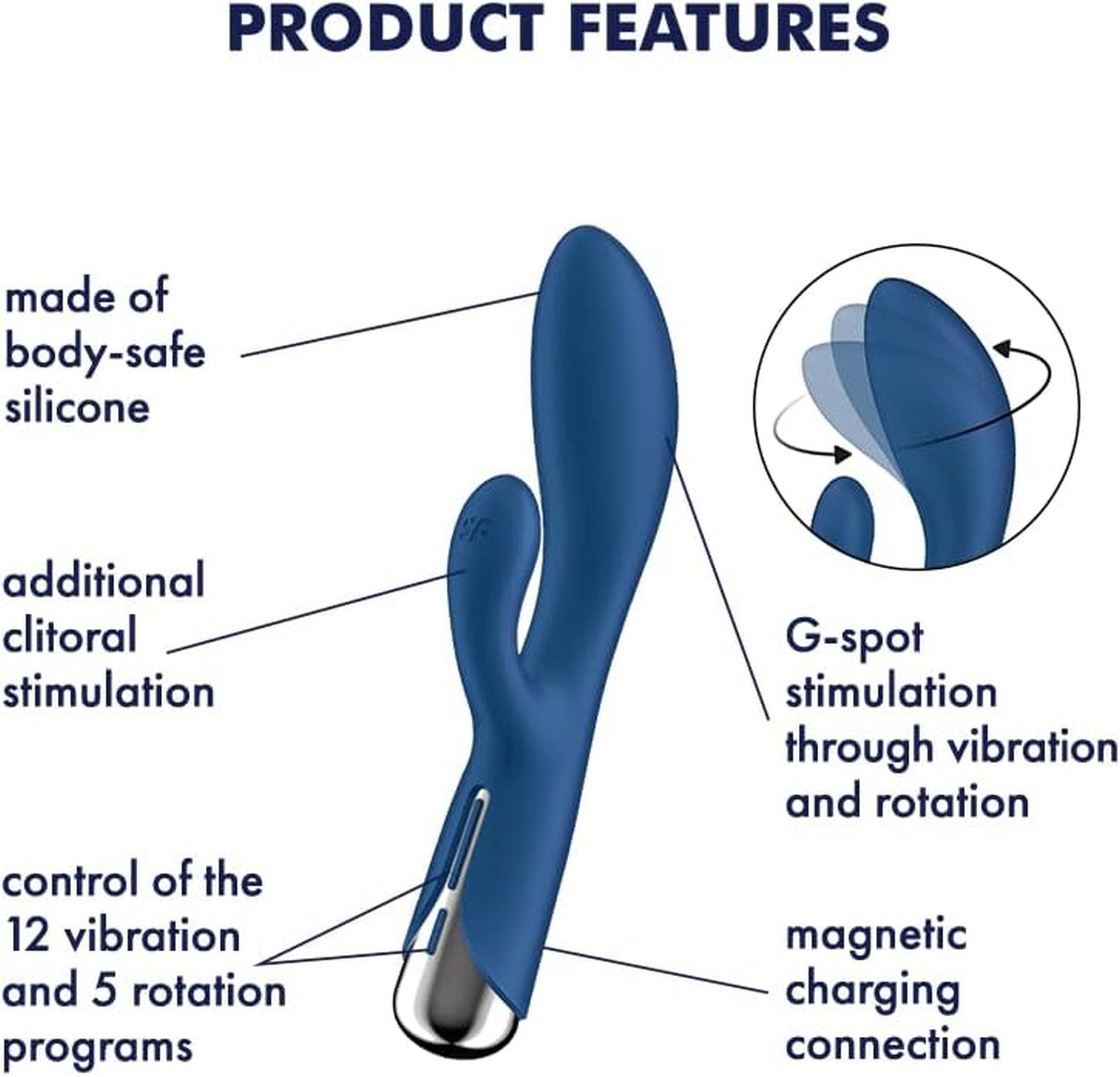 Satisfyer Wirujący Królik 1 Niebieski - obrazek 3
