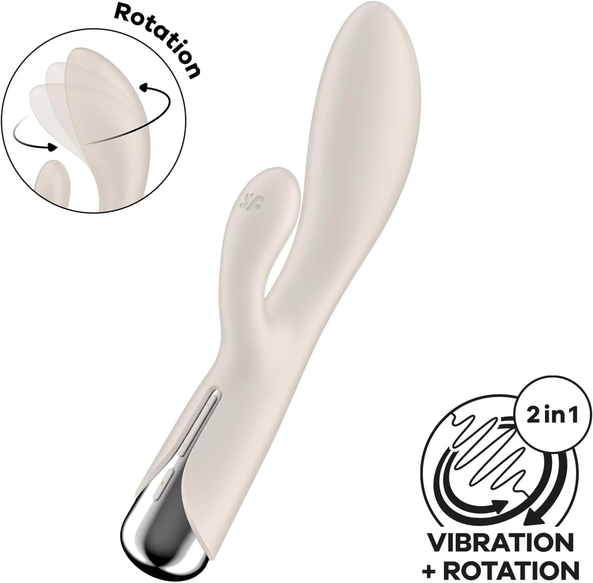 Wibrator króliczek obrotowy Satisfyer Spinning Rabbit 1 beżowy USB - obrazek 2