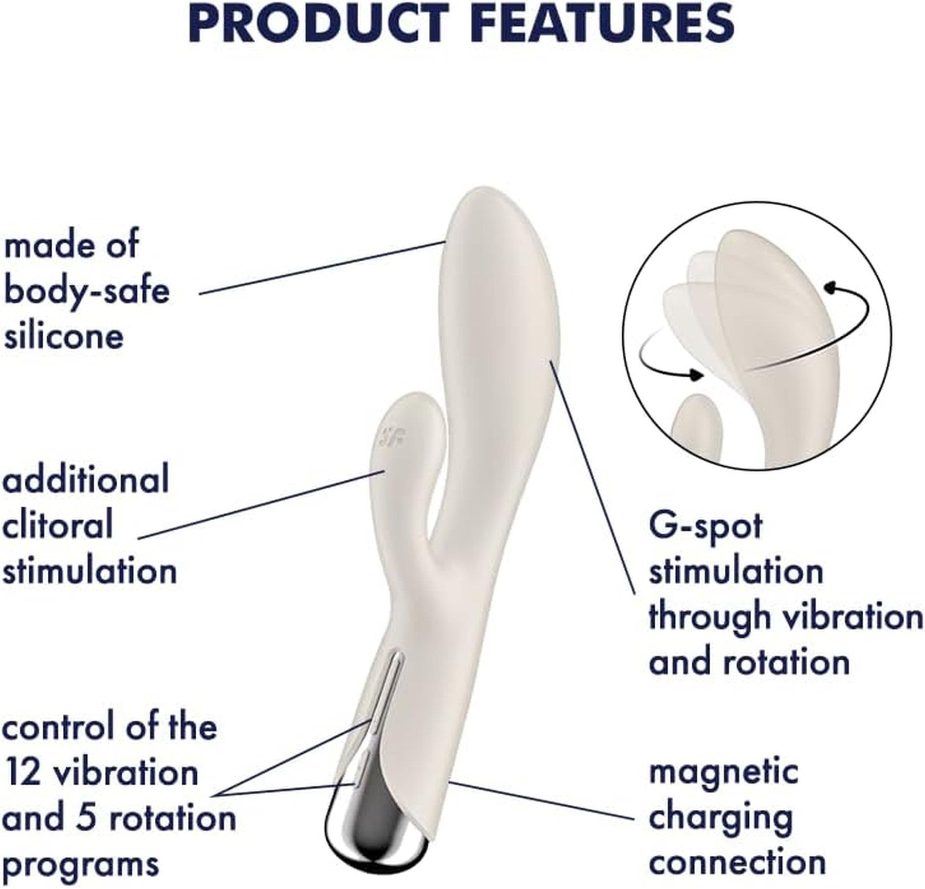 Wibrator króliczek obrotowy Satisfyer Spinning Rabbit 1 beżowy USB - obrazek 3