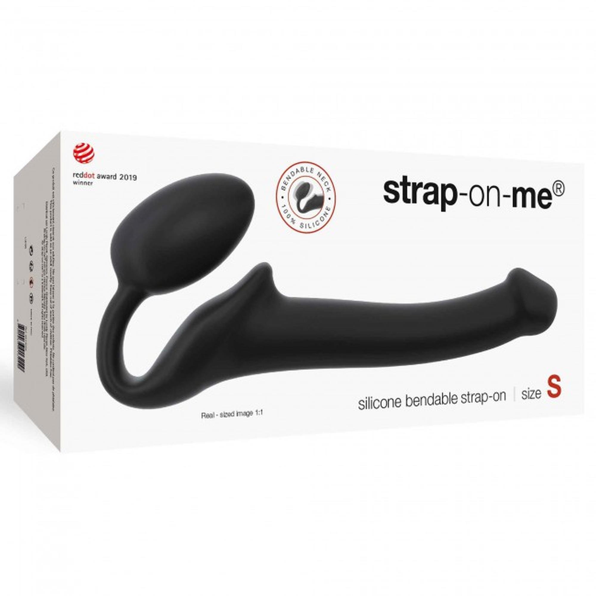Strapon bez pasków giętki półrealistyczny Straponme czarny S 17 cm - obrazek 5