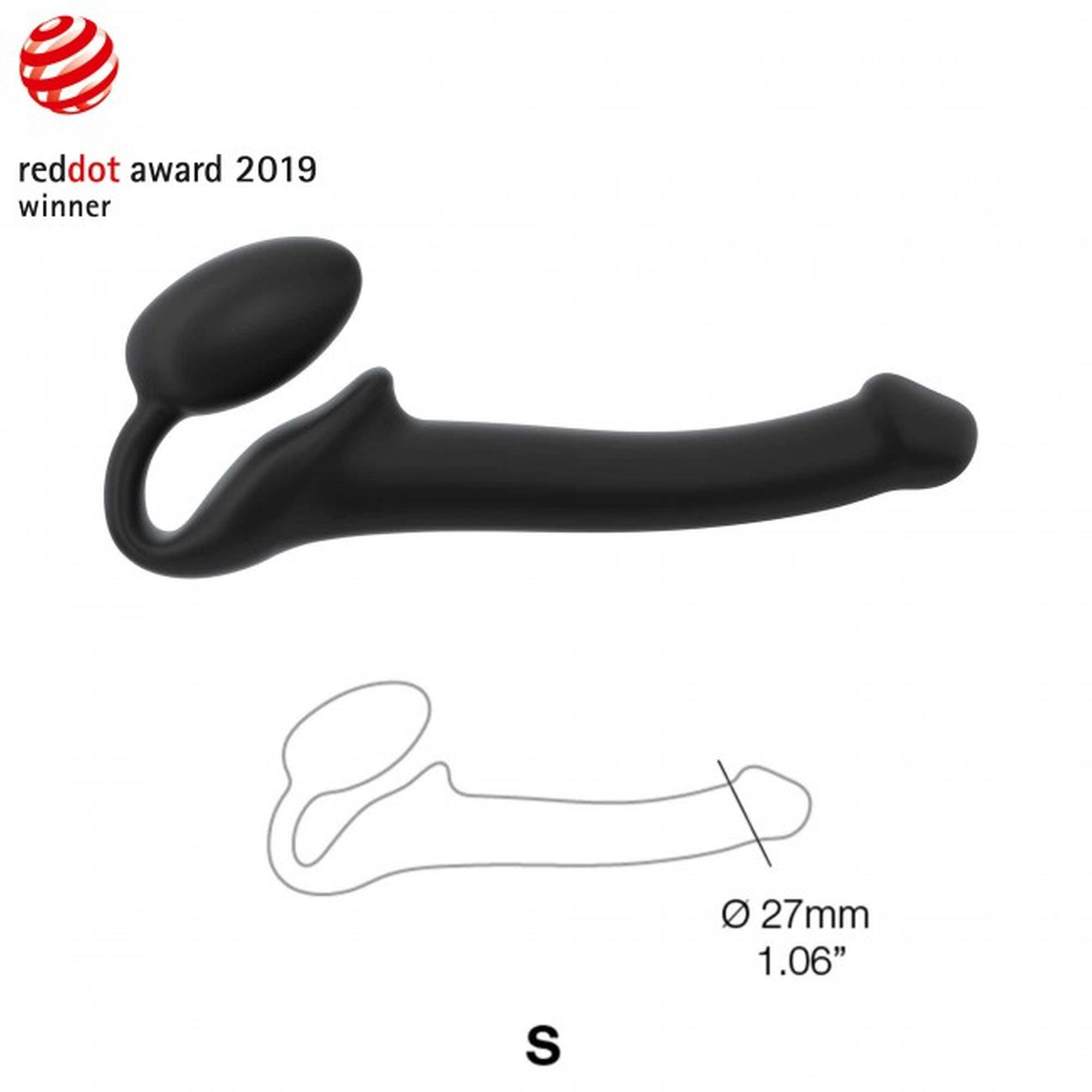Strapon bez pasków giętki półrealistyczny Straponme czarny S 17 cm - obrazek 6
