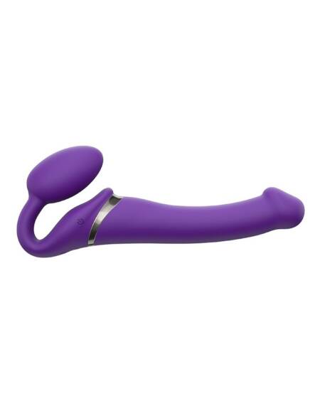 Wibrujący strap-on Strap-on-me silikonowy M fioletowy USB wodoodporny