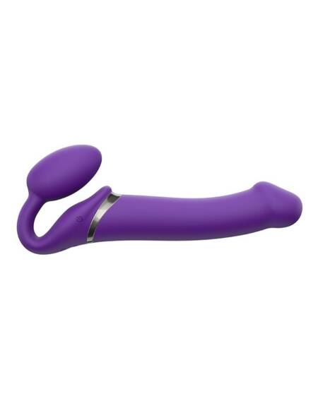 Wibrujący strap-on Strap-on-me L fioletowy USB silikonowy