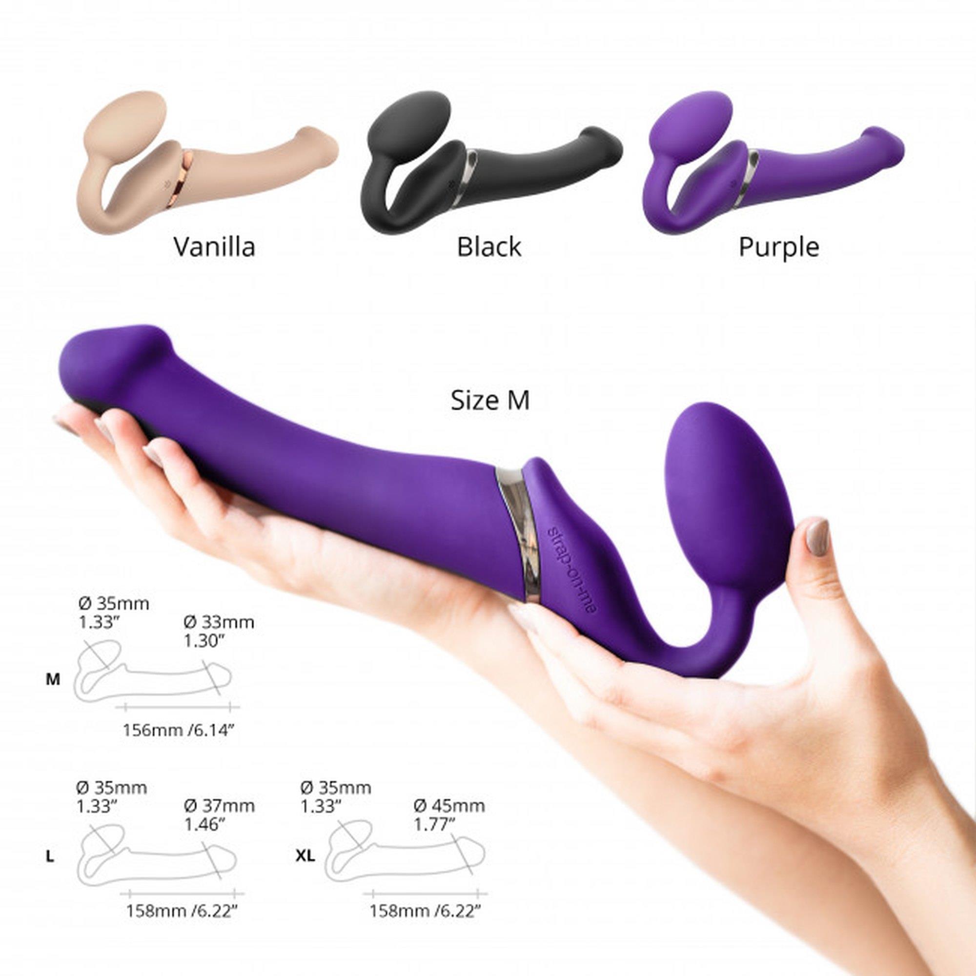 Wibrujący strap-on Strap-on-me L fioletowy USB silikonowy - obrazek 8