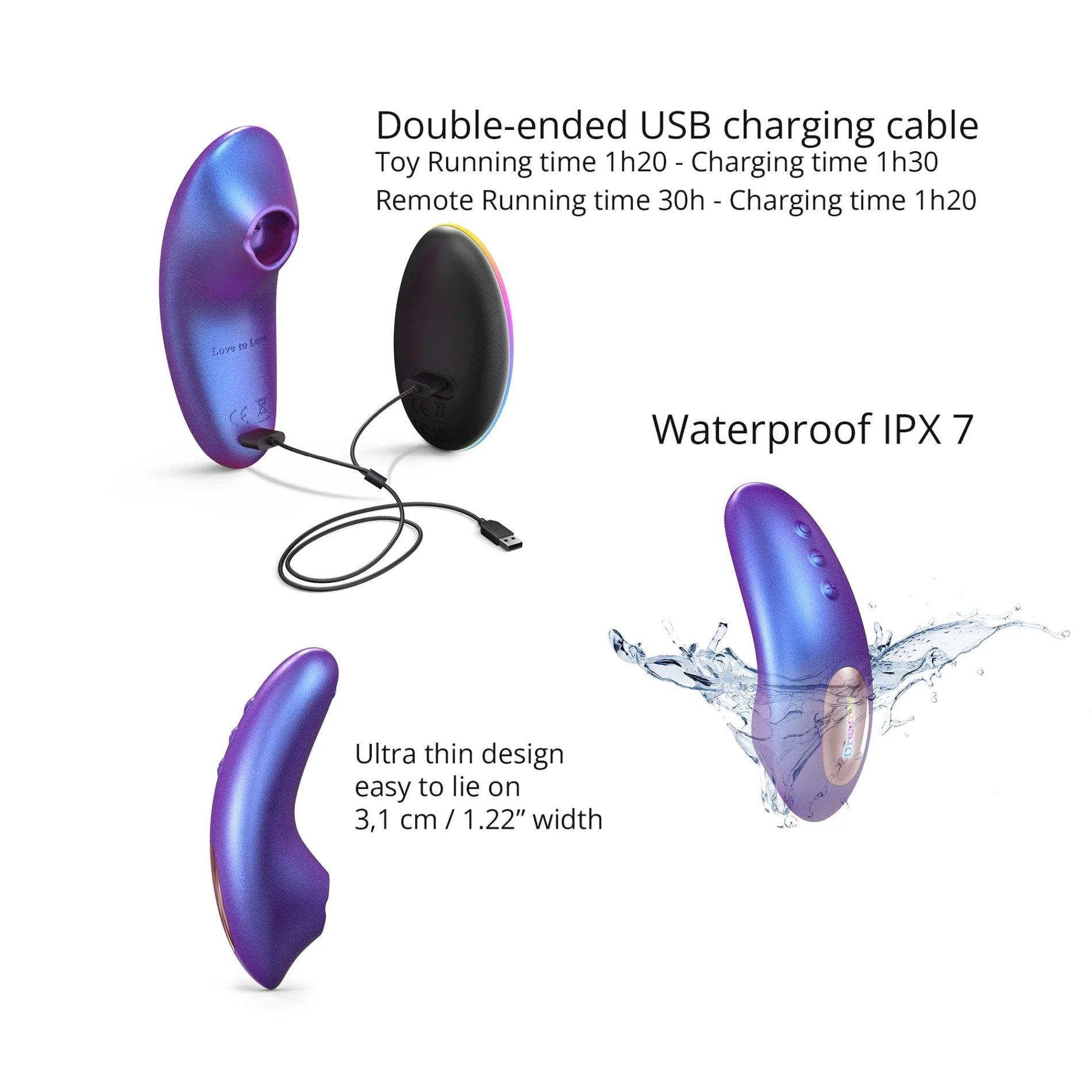 Wibrator mini Dreamer Love to Love Iridescent Night z pilotem - obrazek 4