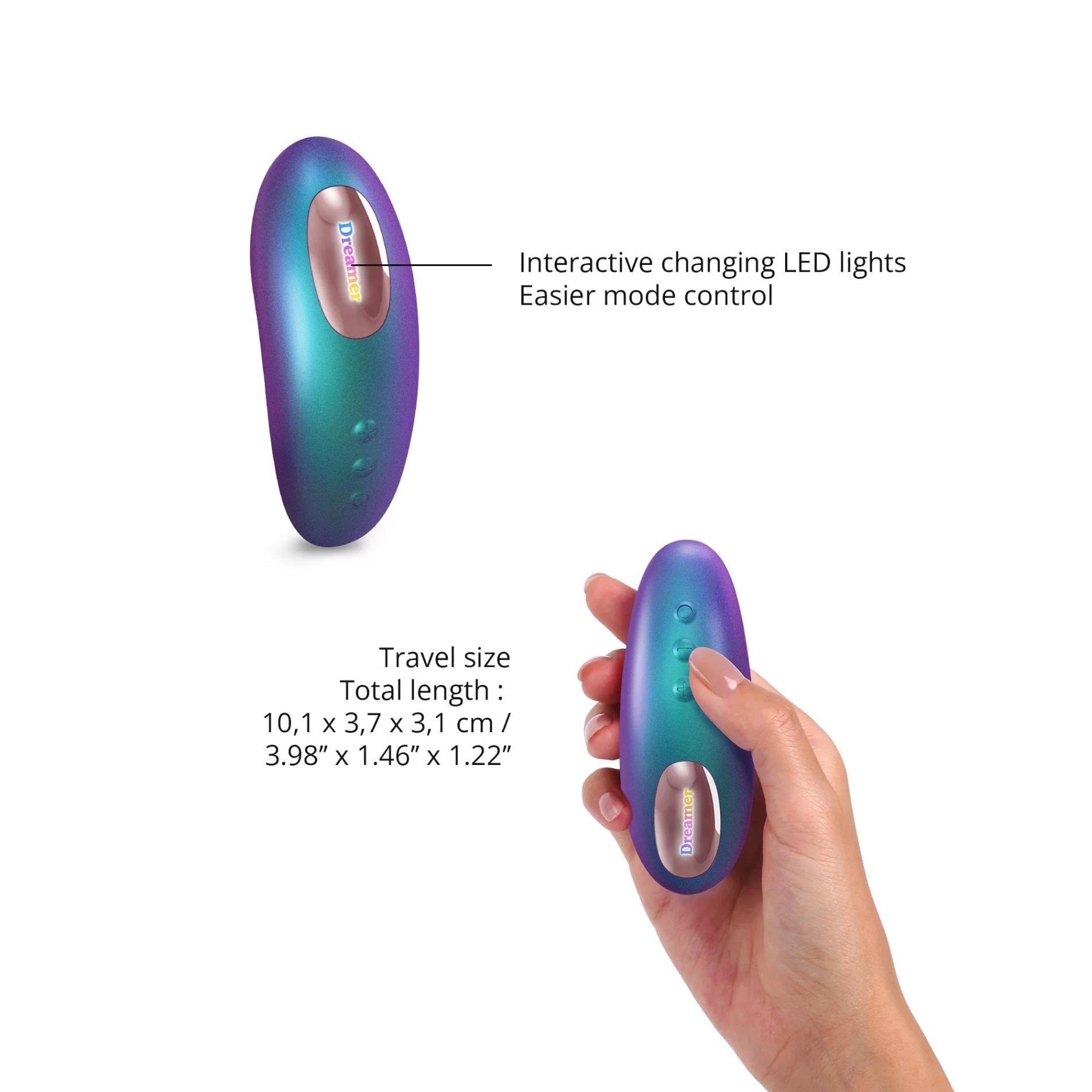 Mini wibrator silikonowy Dreamer Love to Love turkusowy tęczowy USB 10 cm - obrazek 2