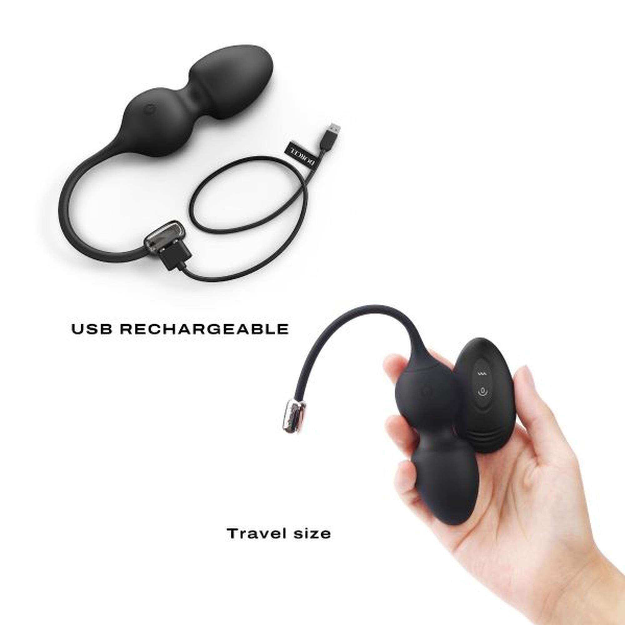 Kulki gejszy wibrujące Dorcel Love Balls czarne USB 9 cm - obrazek 4