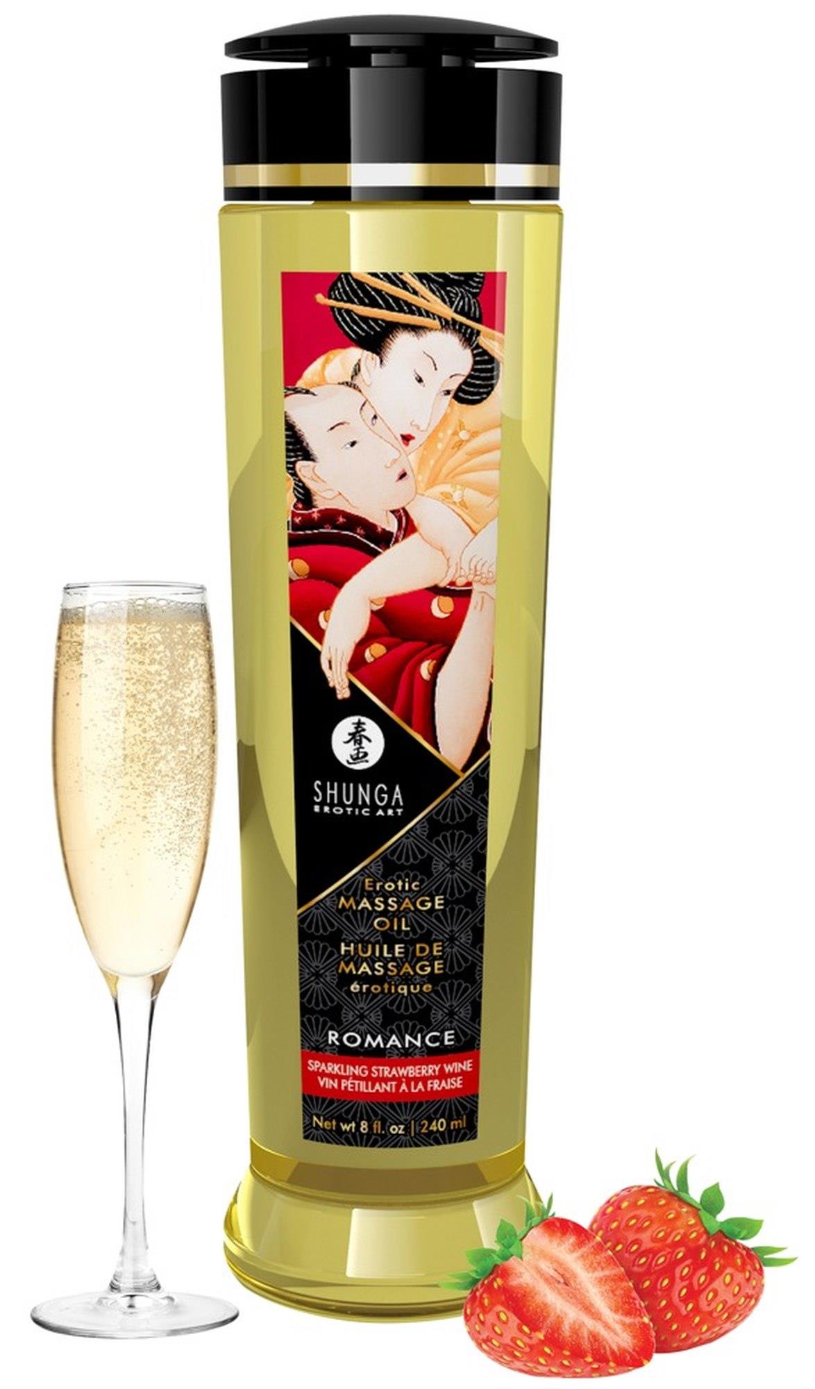 Olejek do masażu erotycznego Shunga Romance truskawka szampan 240 ml - obrazek 2