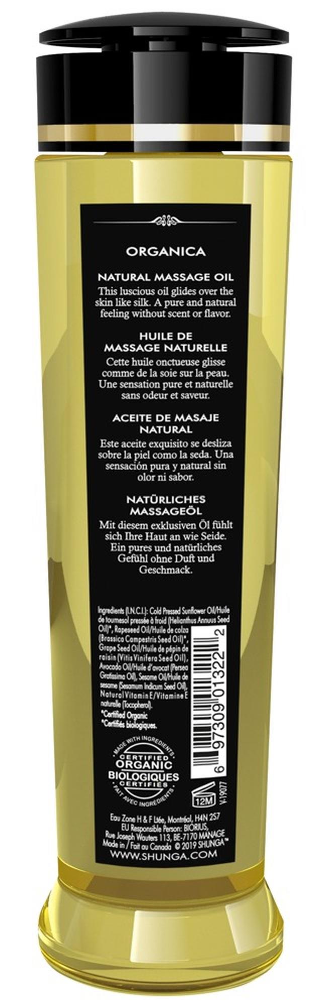 Olejek do masażu Shunga organiczny bezzapachowy jadalny 240ml - obrazek 2