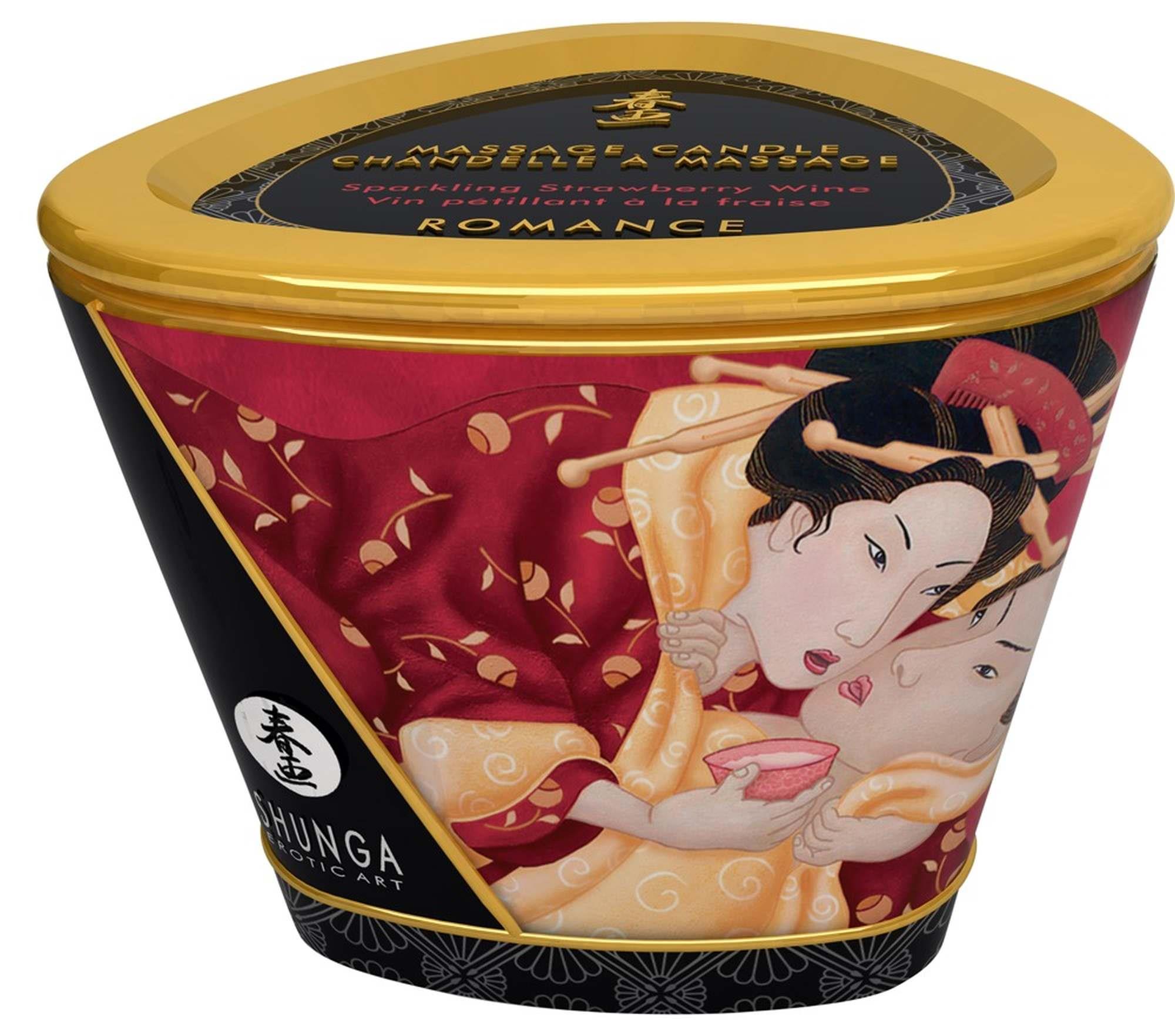 Świeca do masażu Shunga Romance truskawka szampan - obrazek 2