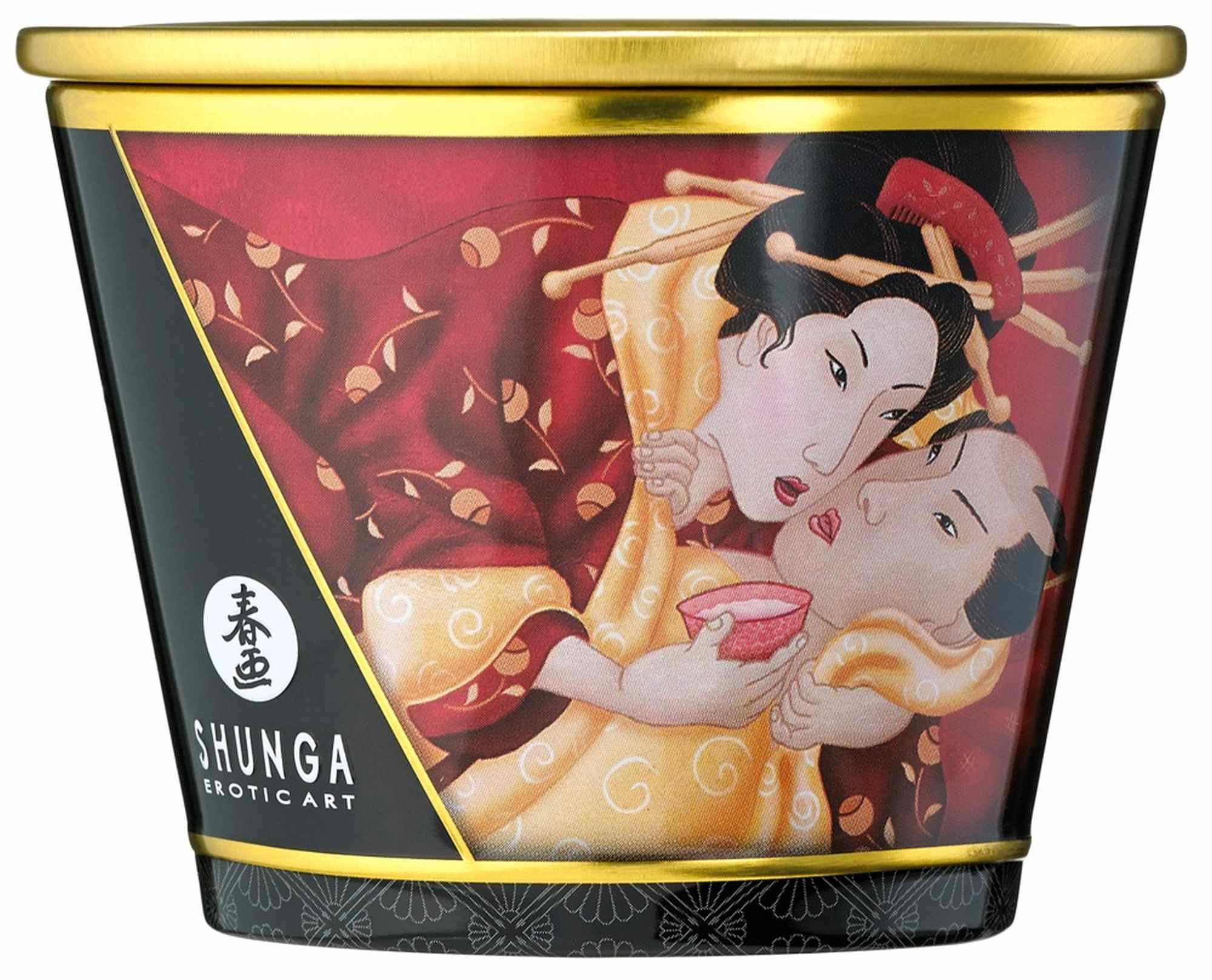 Świeca do masażu Shunga Romance truskawka szampan - obrazek 3