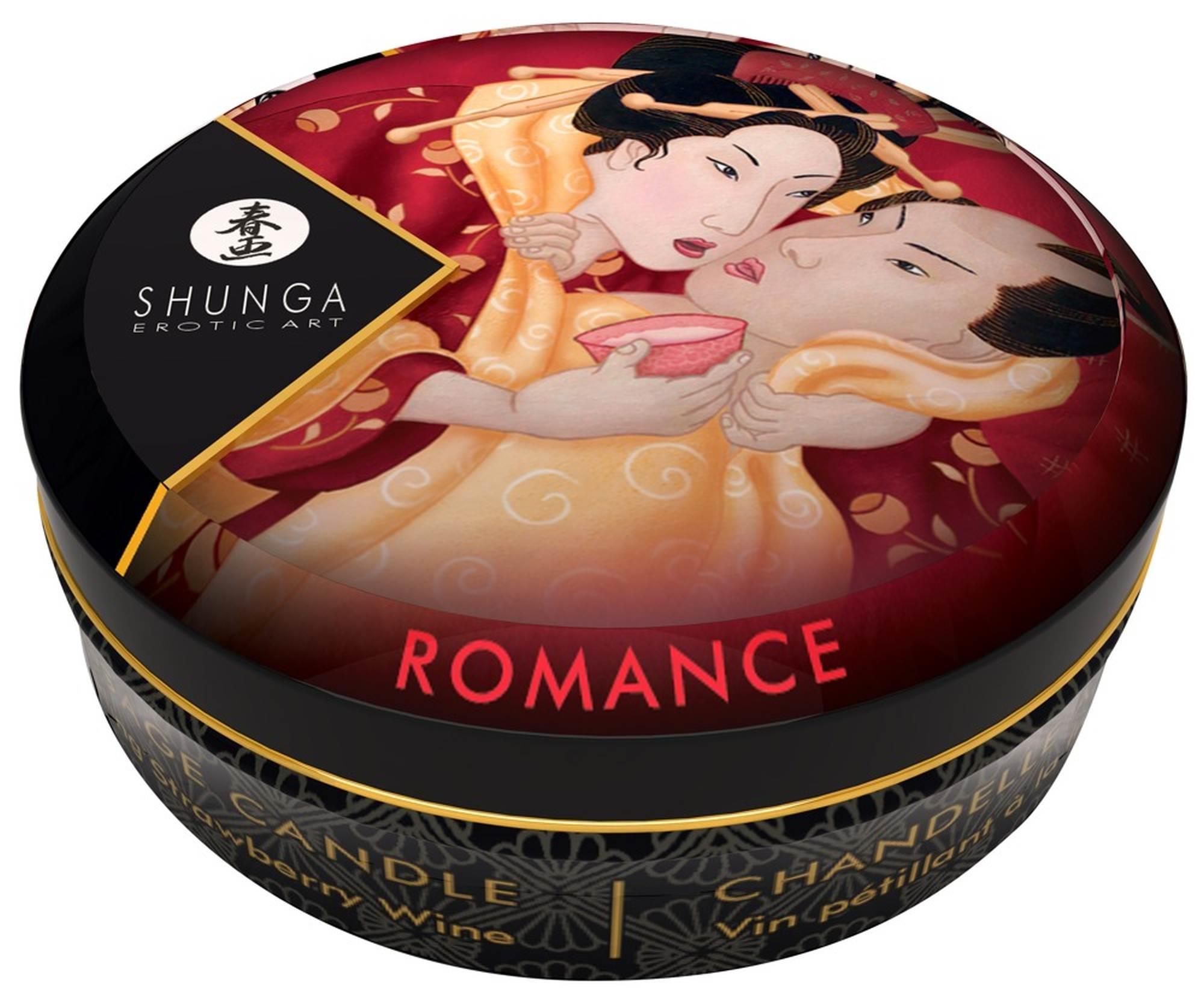 Mini Świeca do Masażu Truskawka Szampan Shunga Romance - obrazek 2