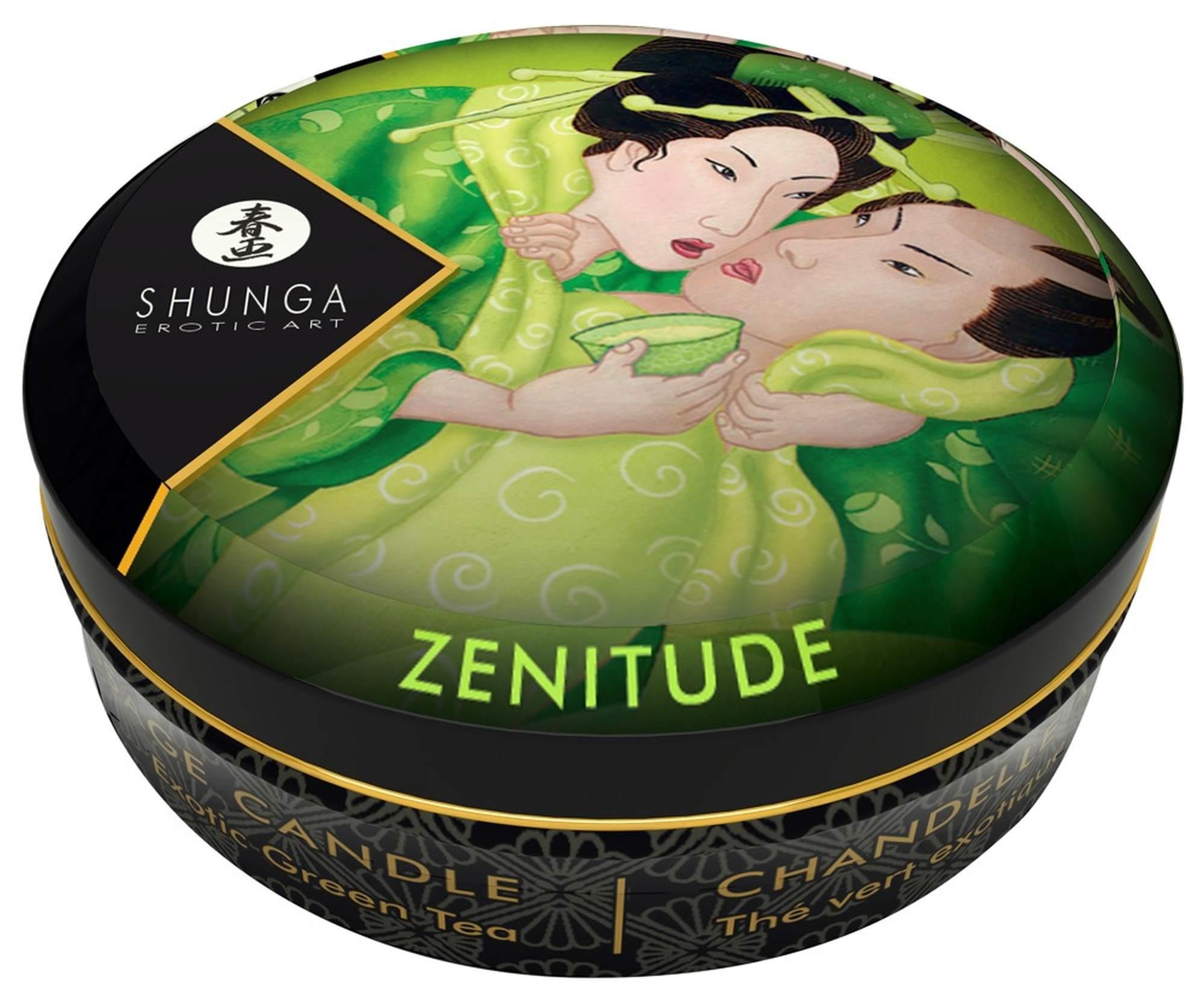 Mini Świeca do masażu Zenitude zielonej herbaty Shunga - obrazek 2