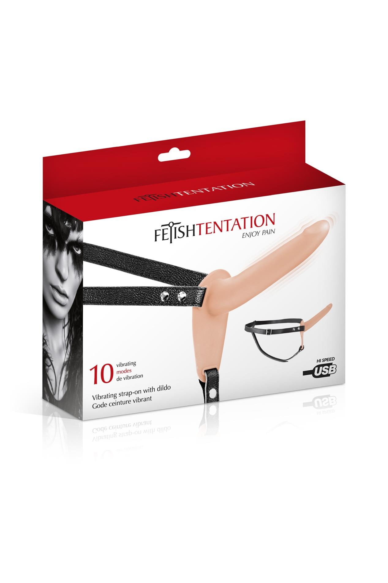 Strap-on wibrujący miękki Fetish Tentation silikonowy USB 15 cm - obrazek 2