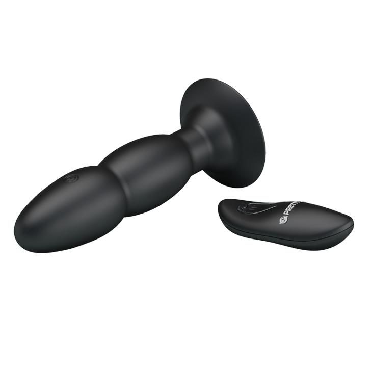 Wibrujący korek analny Pretty Love koralikowy czarny 13,5 cm USB - obrazek 3