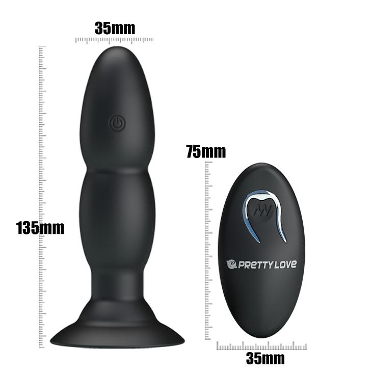 Wibrujący korek analny Pretty Love koralikowy czarny 13,5 cm USB - obrazek 6