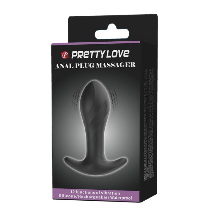 Korek analny wibrujący Pretty Love silikonowy 12 funkcji USB czarny 10,5 cm - obrazek 8