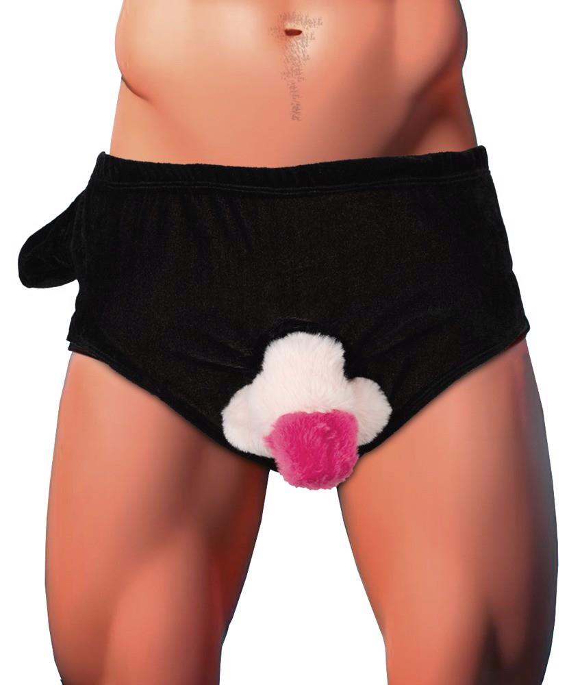 Majtki z nadmuchiwanym pluszowym penisem Orion czarne uniwersalne - obrazek 2