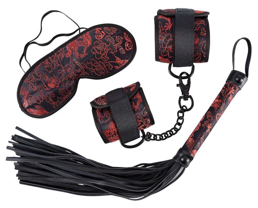 Zestaw bondage satynowy Bad Kitty czarny 38 cm