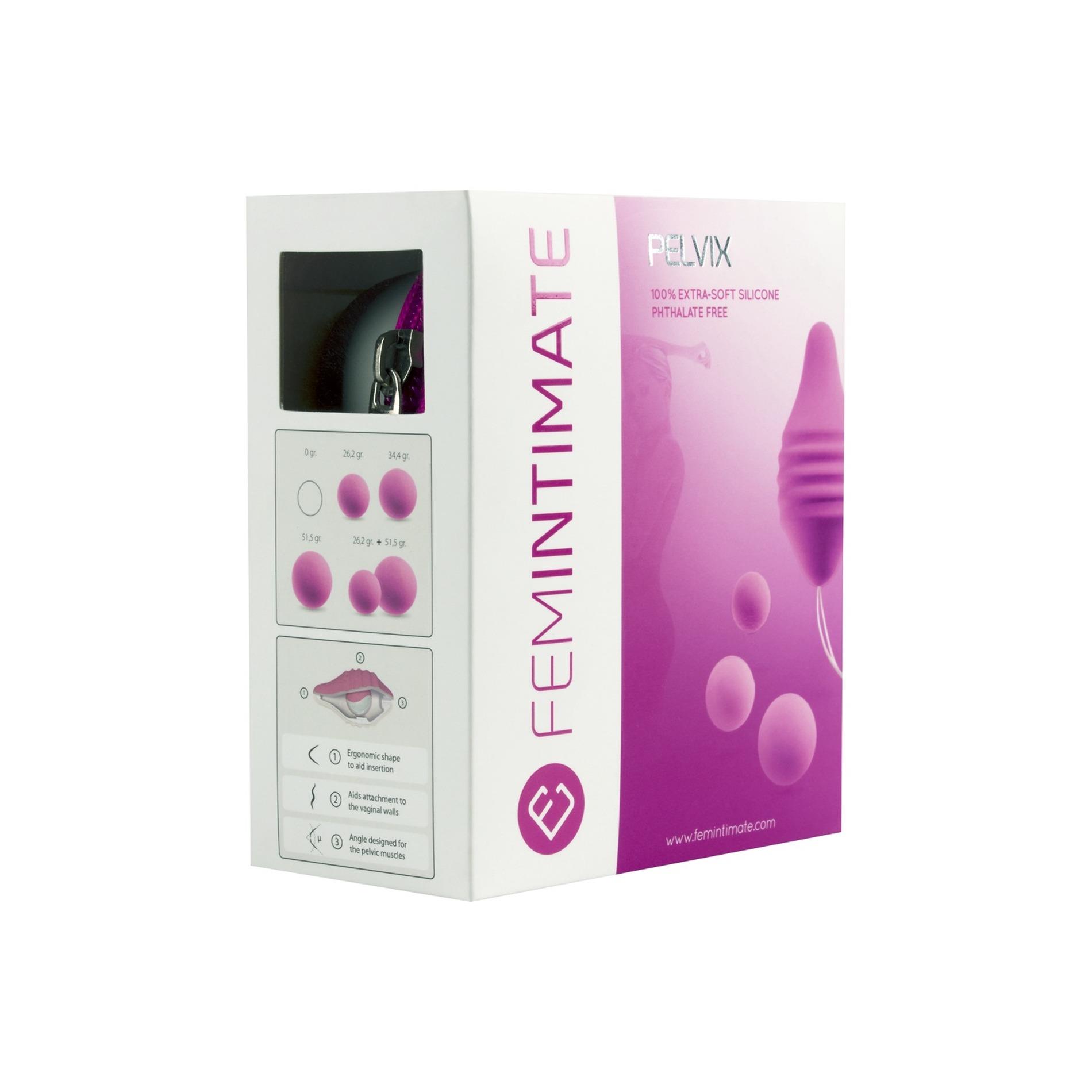 Kulki silikonowe Pelvix Femintimate różowe 6 cm - obrazek 4