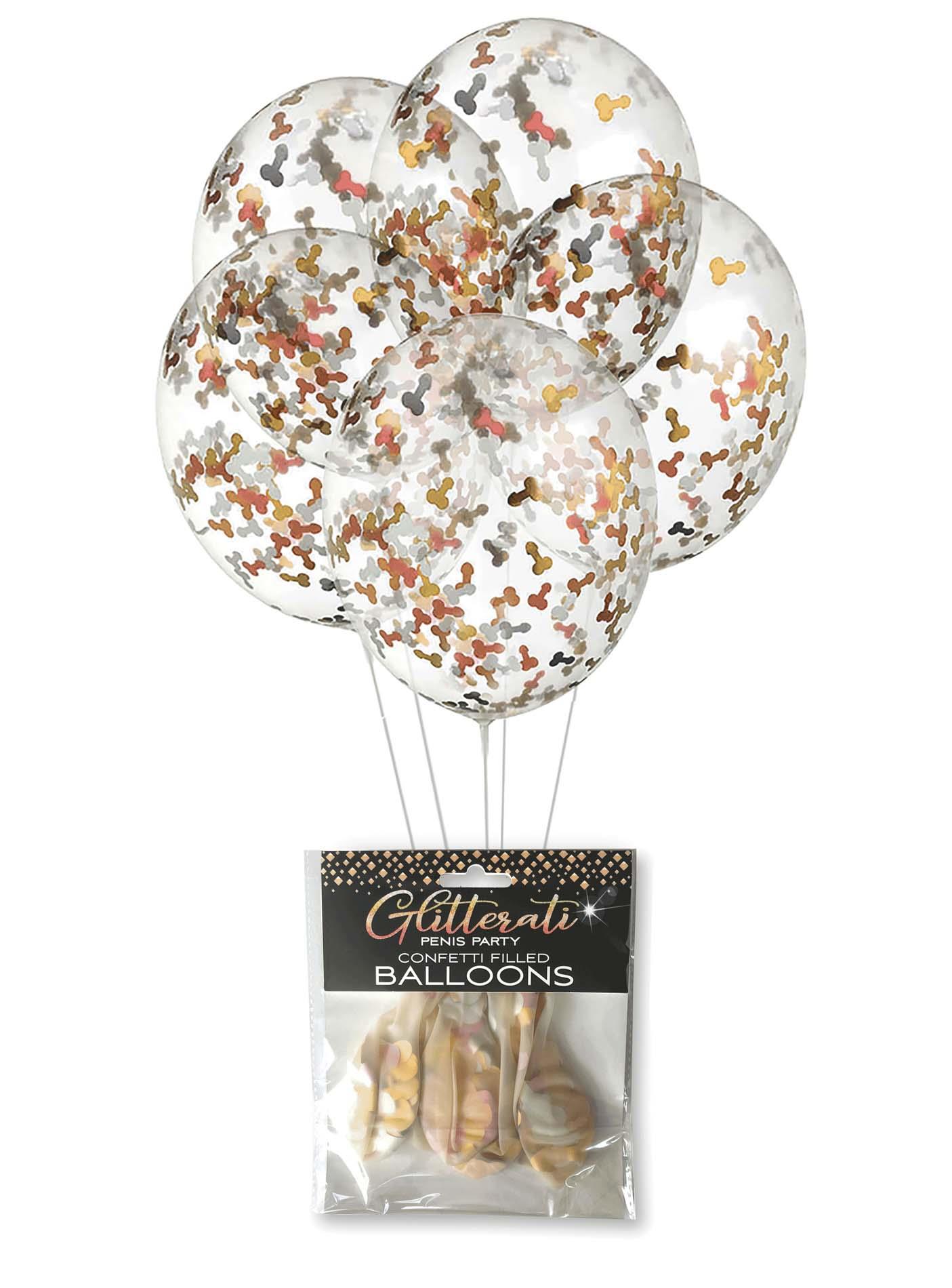 Balony Glitterati z penisowym konfetti 5 sztuk - obrazek 2