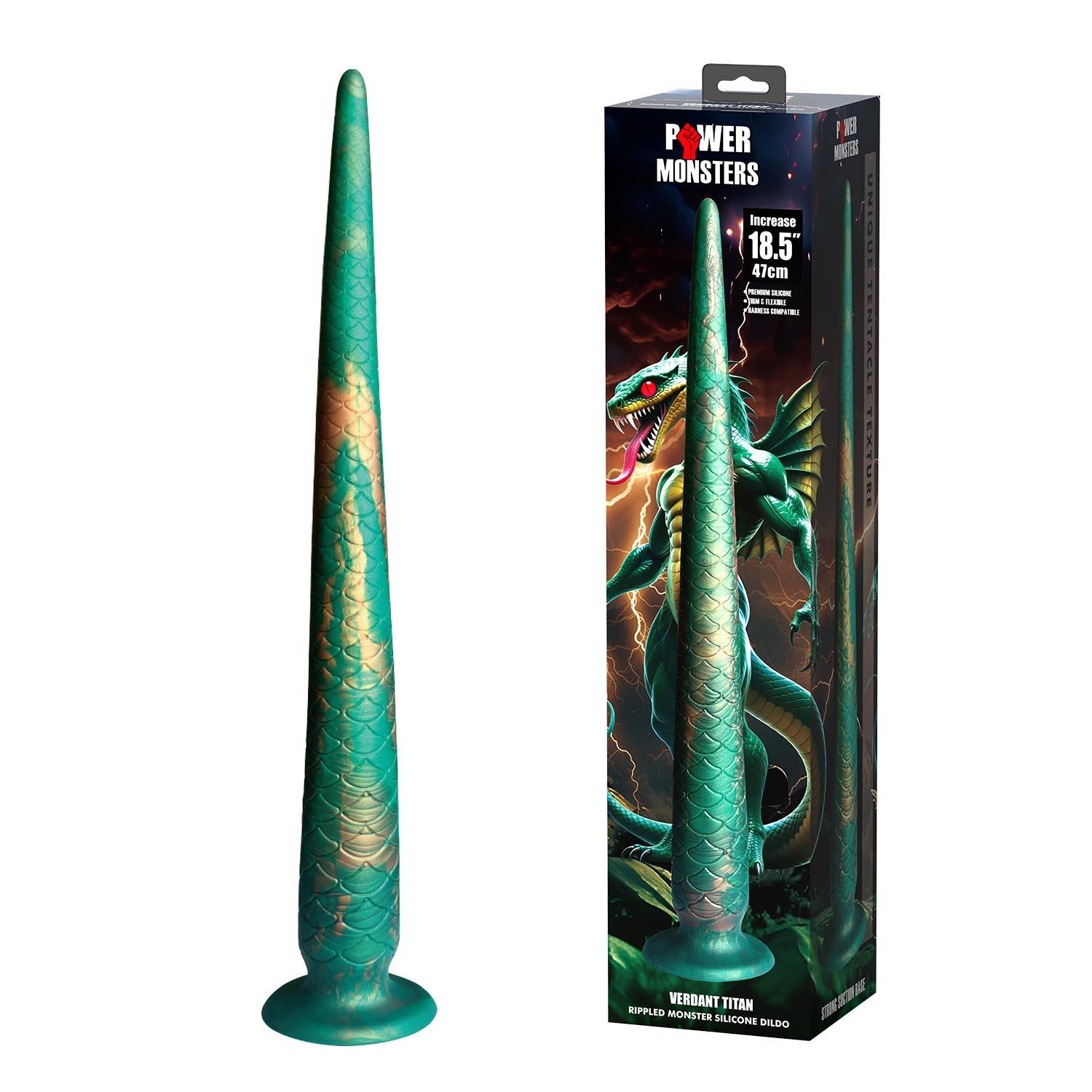 Dildo silikonowe Power Monsters Verdant Titan szmaragdowe 47 cm - obrazek 5