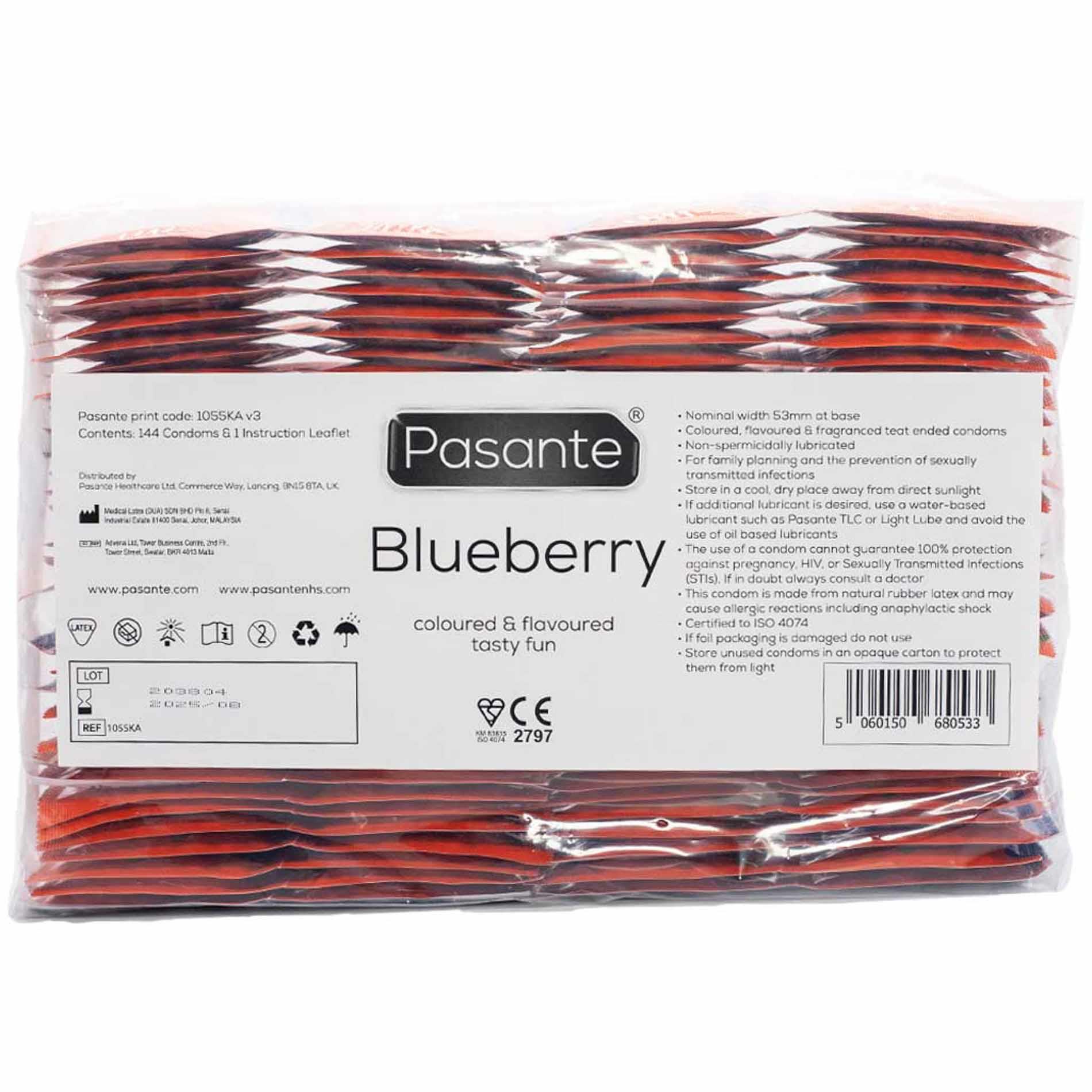 Prezerwatywy jagodowe Pasante Blueberry Blast fioletowe 144 szt - obrazek 2