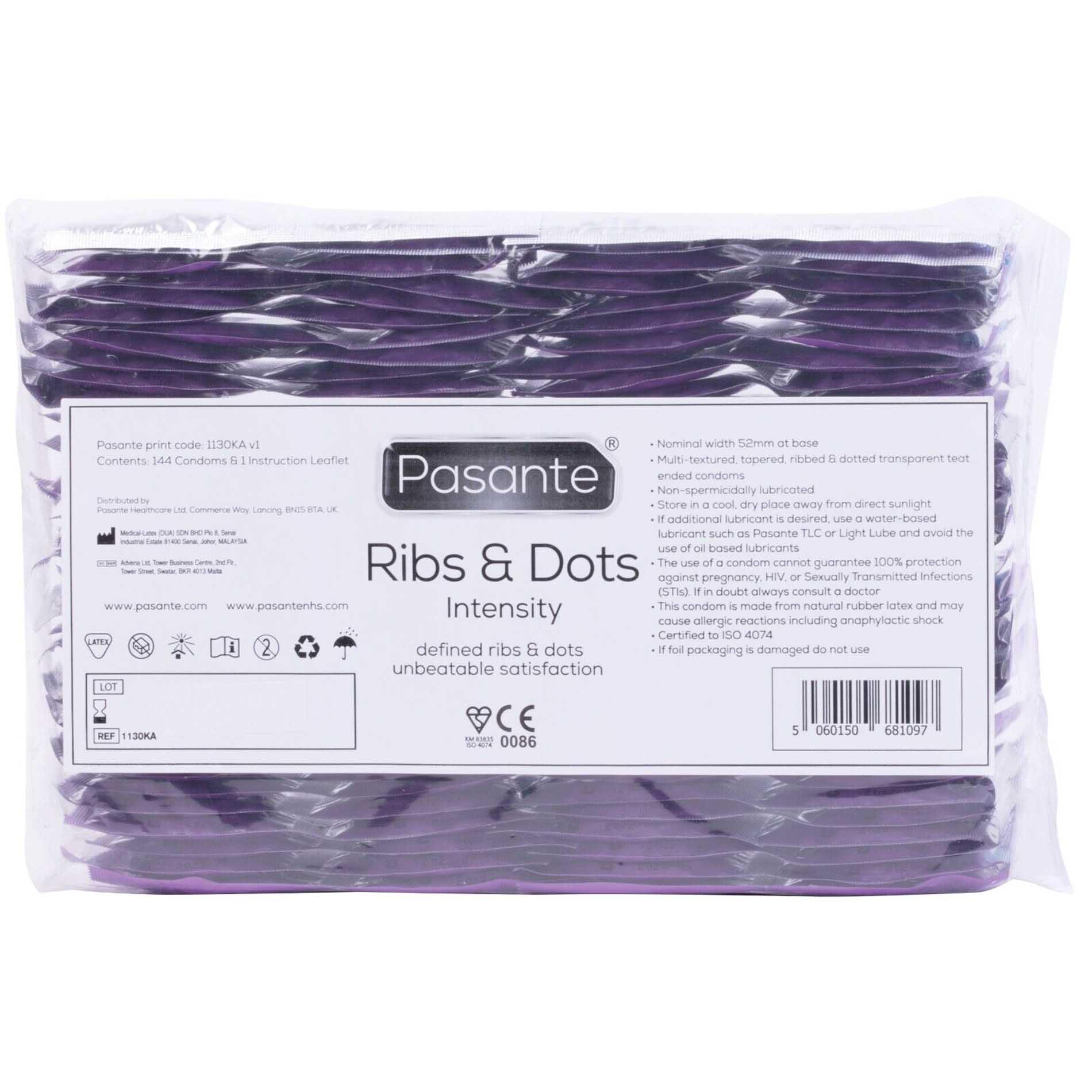 Prezerwatywy Pasante Ribs Dots Intensity prążkowane kropkowane 144 szt