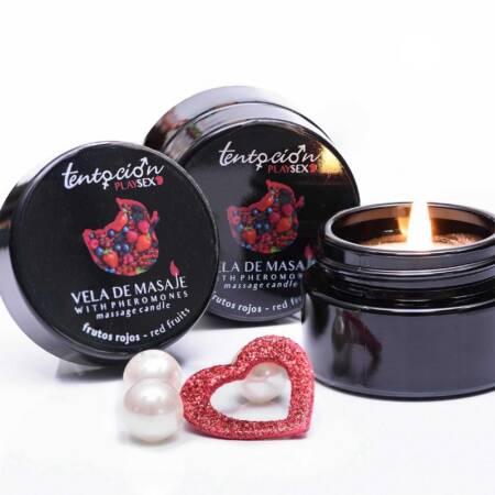 Świeca do masażu z feromonami Tentación Play Sex czerwone owoce 20ml