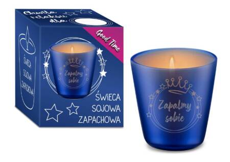 Świeca sojowa do masażu Toskańska winnica House of Mugs niebieska 120ml