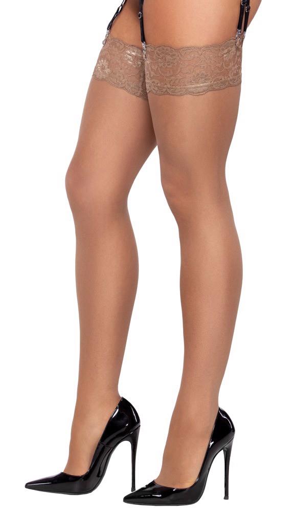 Pończochy z koronką Cottelli LEGWEAR cieliste L