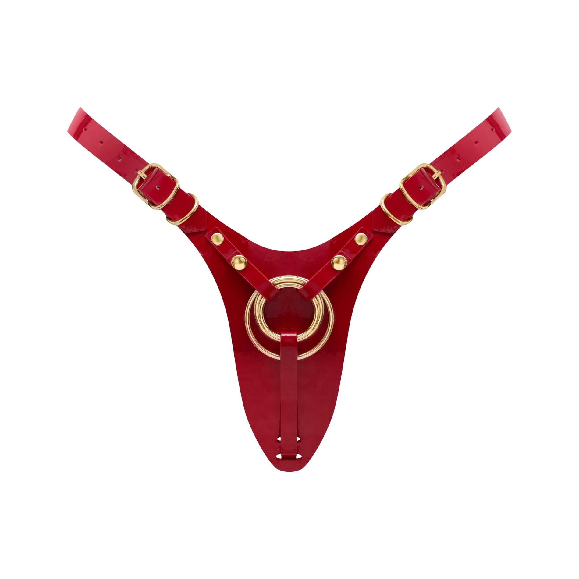 Uprząż do strap on Fabulous Strap on me czerwona błyszcząca - obrazek 2