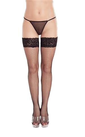 Pończochy kabaretkowe z koronką SoftLine Collection czarne 2XL