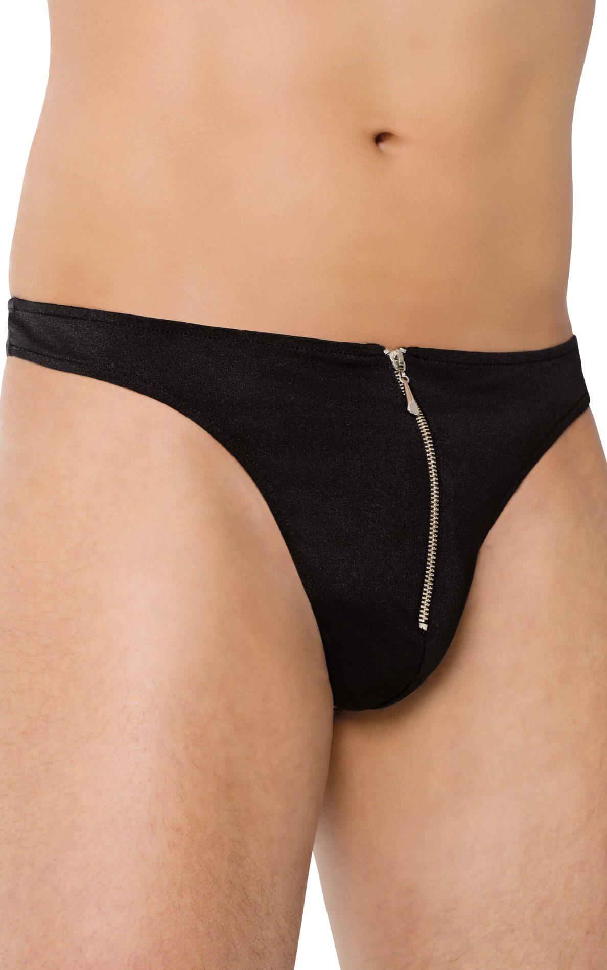 Męskie stringi z błyskawicznym zamkiem SoftLine 4501 czarne M/L - obrazek 2