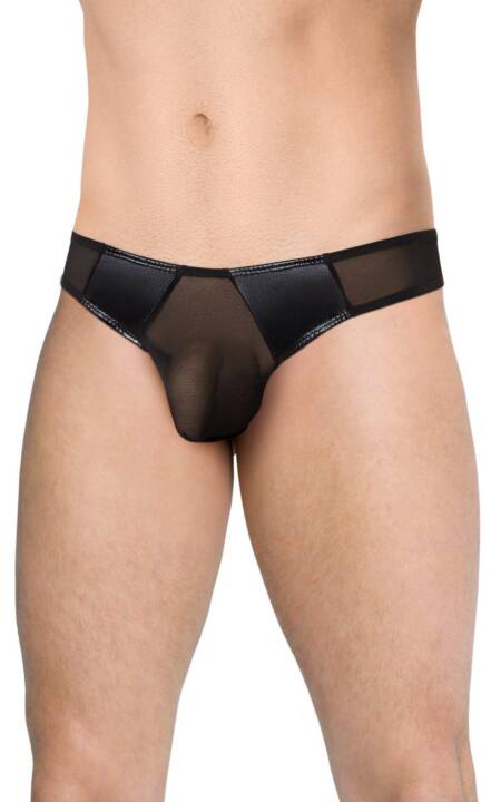 Stringi męskie wycięte SoftLine 4519 czarne M/L
