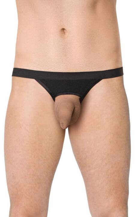 Stringi męskie ze wzorem zebry SoftLine 4532 czarne OneSize