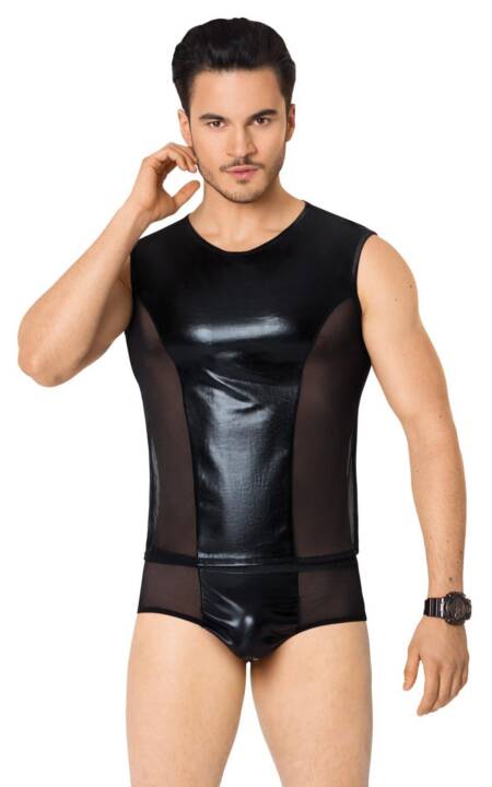 Seksowna koszulka i szorty siateczkowe SoftLine Collection czarne XL