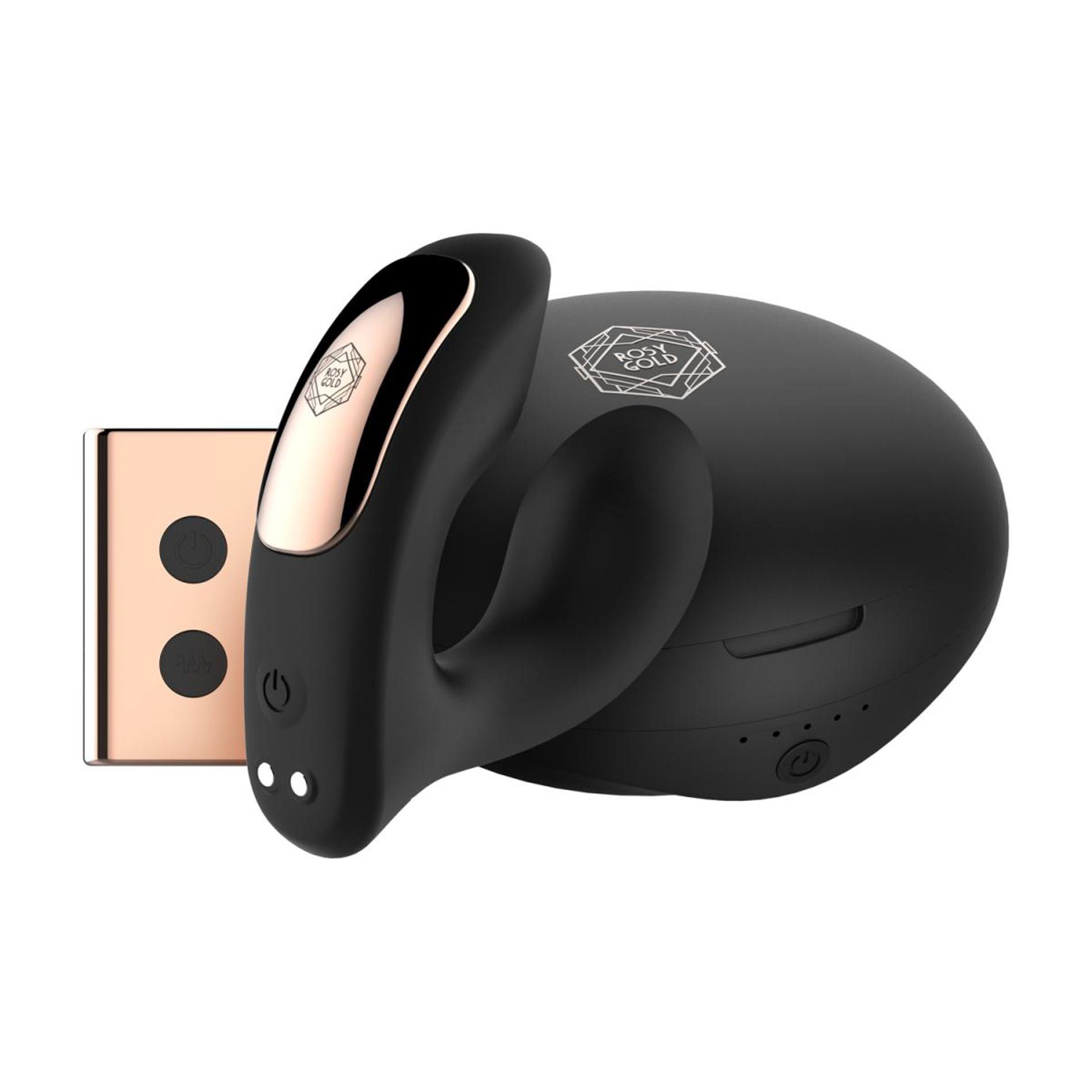 Wibrator do noszenia z etui ładującym Rosy Gold czarny - obrazek 4