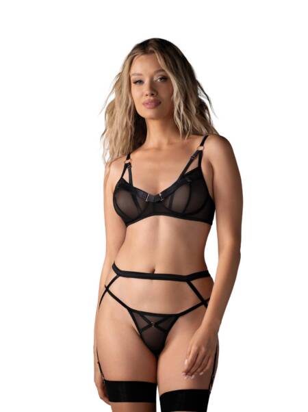 Komplet bielizny erotycznej Euridia Obsessive czarny M/L
