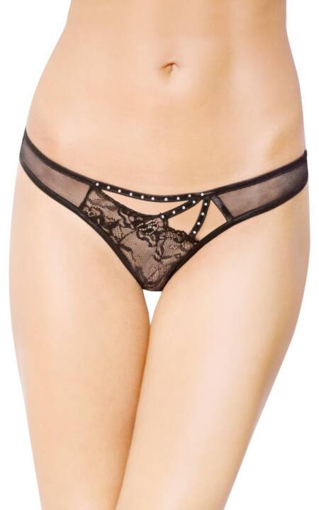 Figi koronkowe tiulowe SoftLine Collection czarne M/L