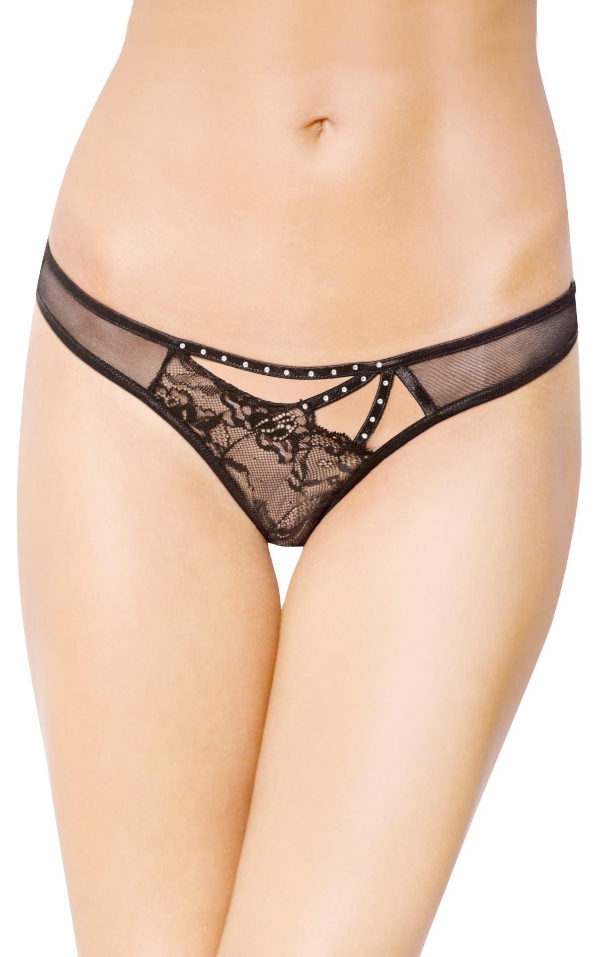 Figi koronkowe tiulowe SoftLine Collection czarne M/L