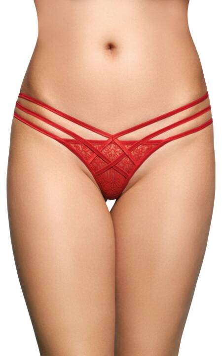 Stringi koronkowe SoftLine Collection 2492 czerwone S/M