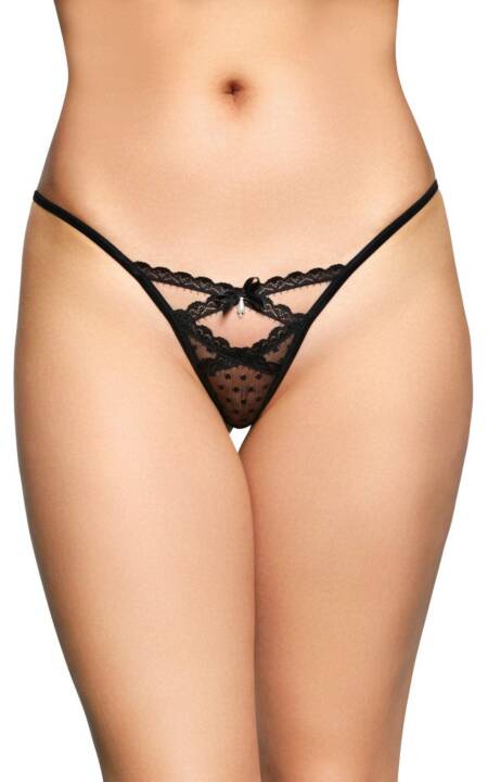 Stringi koronkowe SoftLine Collection czarny M/L
