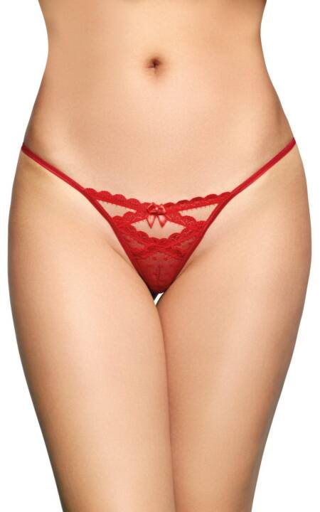 Stringi koronkowe SoftLine Collection 2494 czerwone S/M