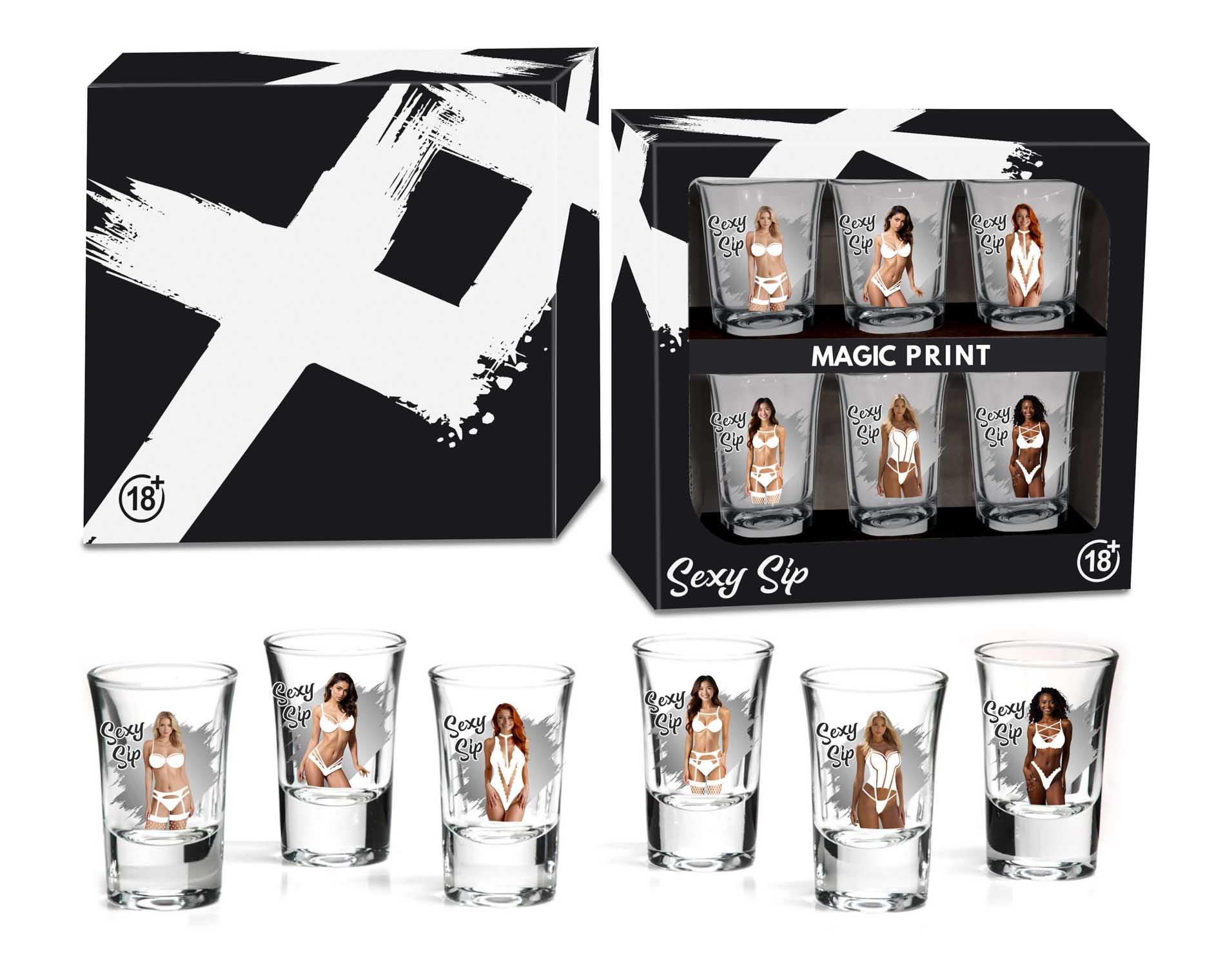Zestaw 6 erotycznych kieliszków Sexy Sip 35ml House of Mugs