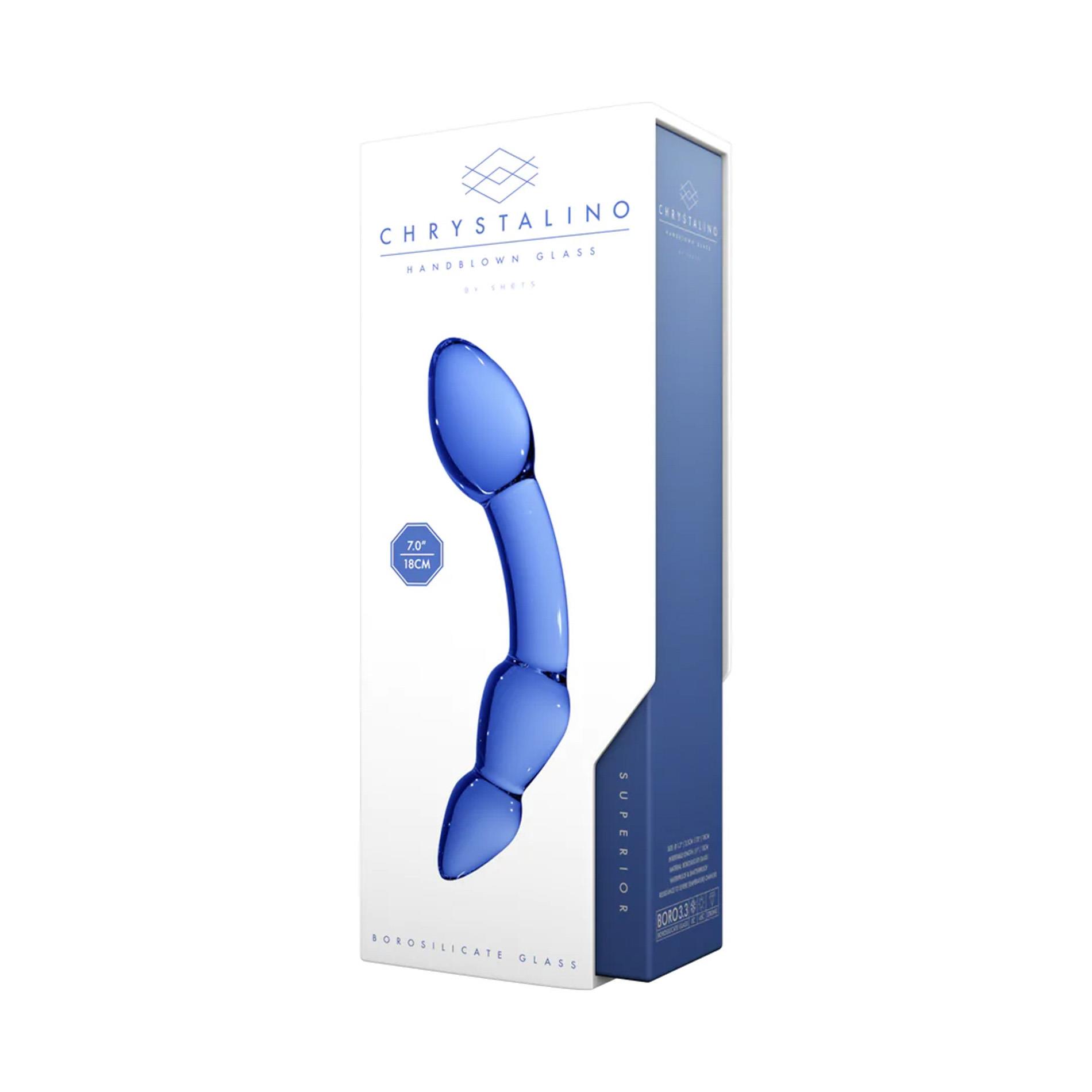 Szklane dildo Chrystalino Superior niebieskie 18 cm
