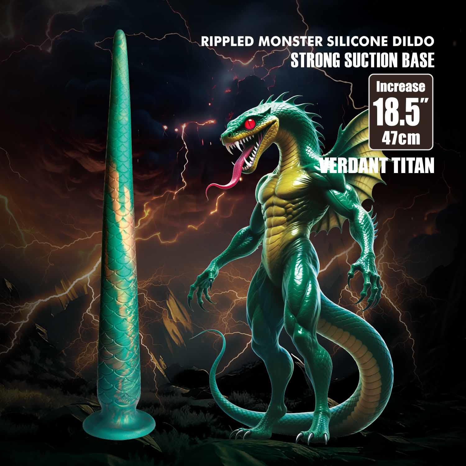 Dildo silikonowe Power Monsters Verdant Titan szmaragdowe 47 cm - obrazek 2